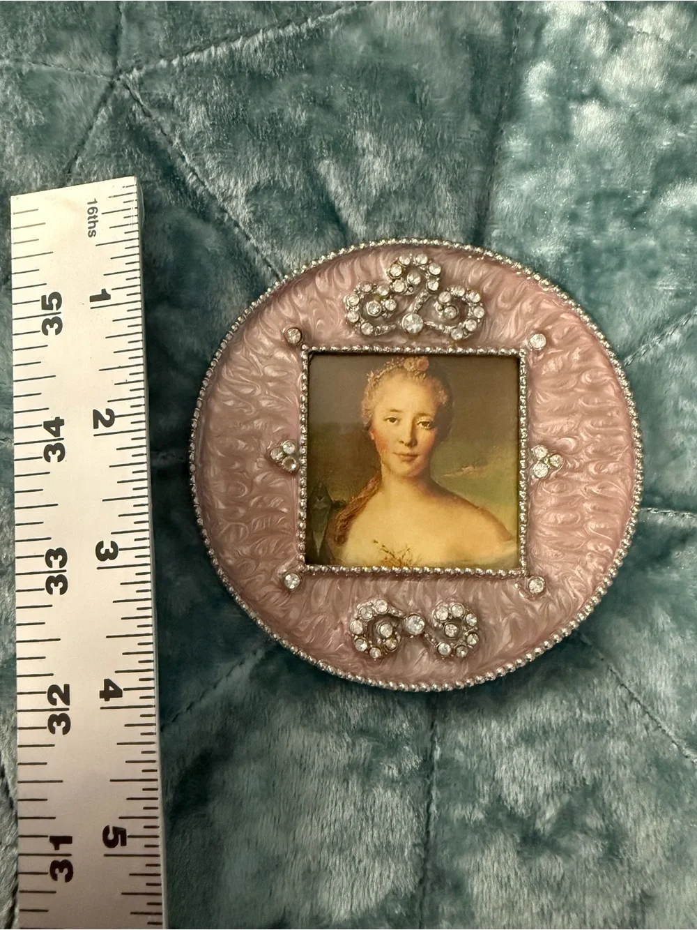 Vintage Jeweled Round Picture Frame - Picture 2 of 3